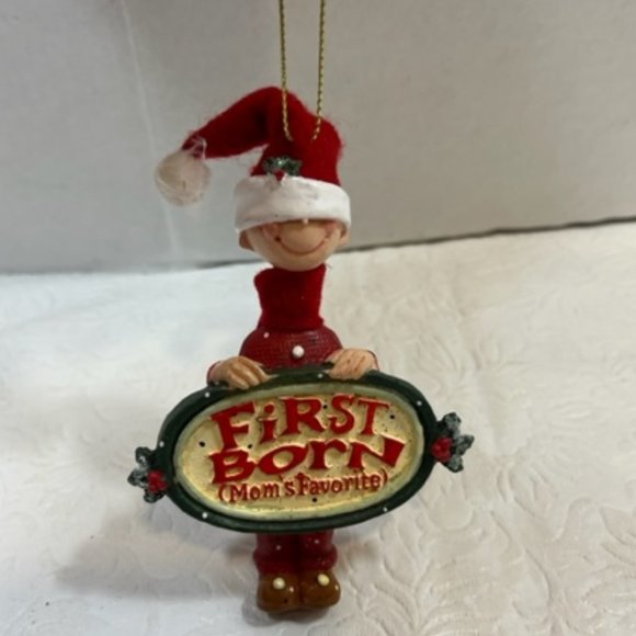 First Born Mom's Favorite Christmas Ornament Collector Elf Holiday 4" - Picture 5 of 5